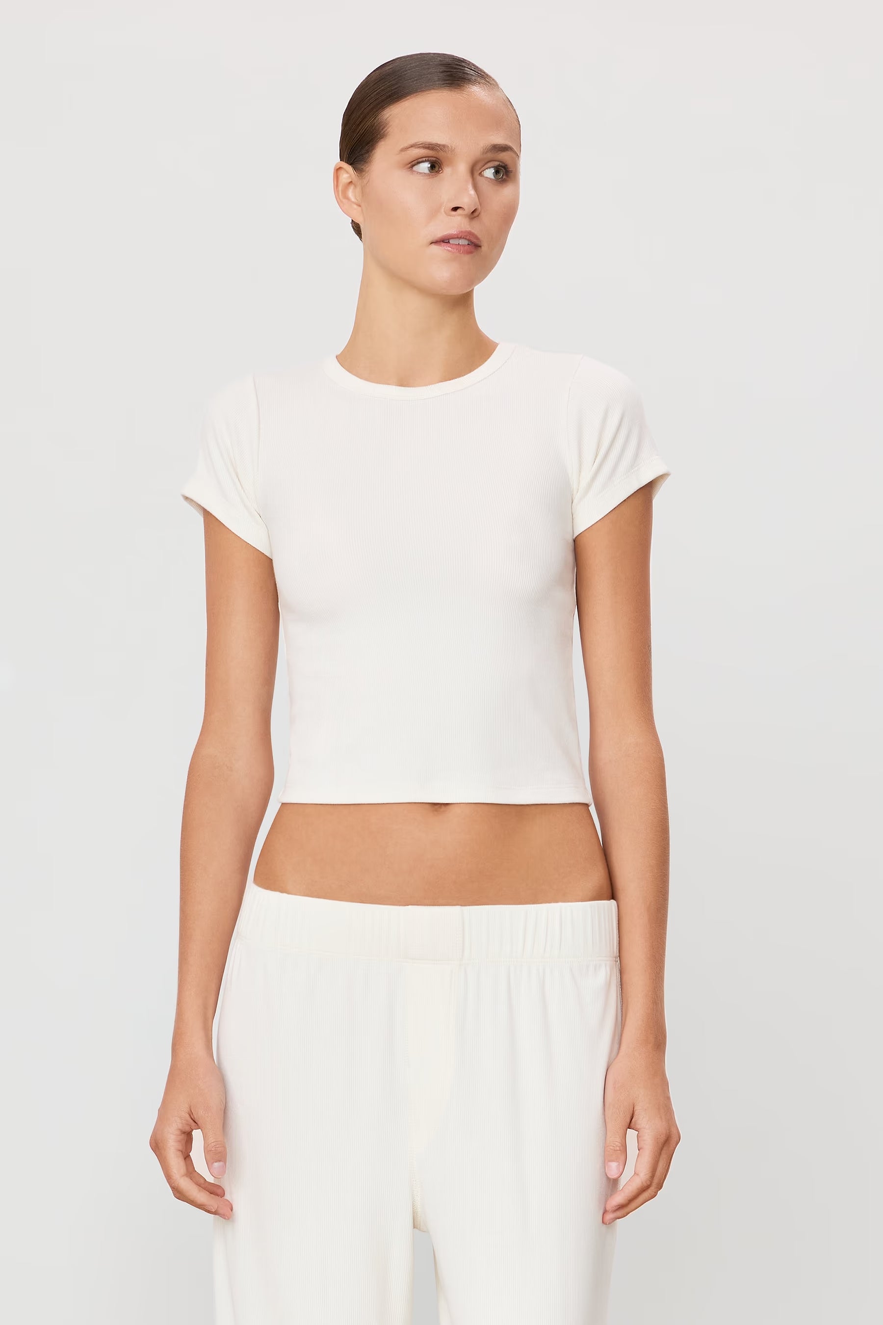 Short Sleeve Baby Tee in Cream