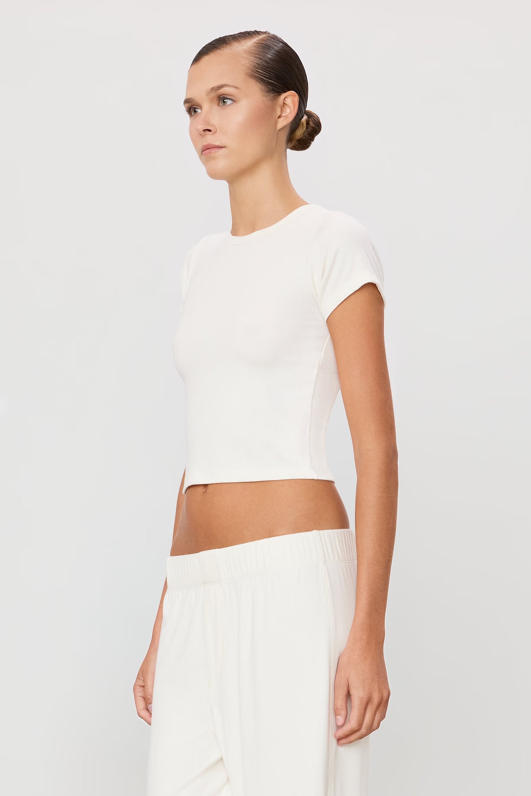 Short Sleeve Baby Tee in Cream