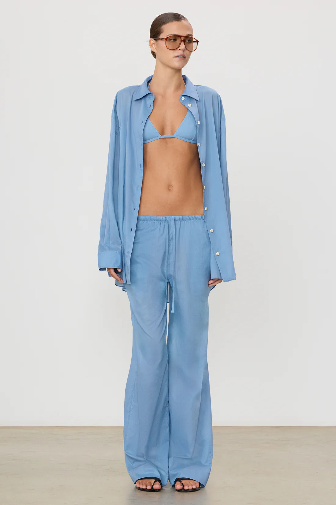 Brody Cotton Voile Pant in Slate