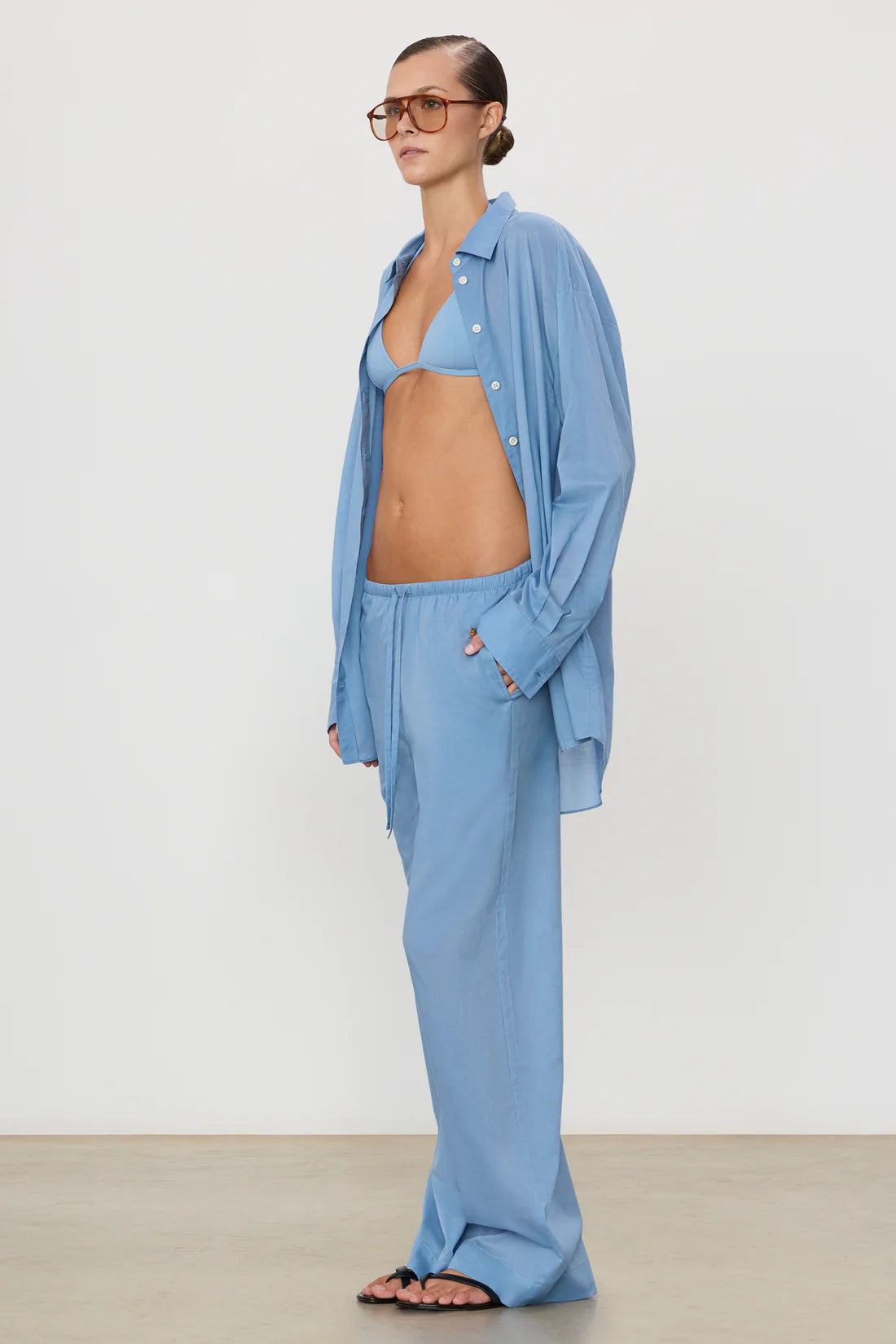 Brody Cotton Voile Pant in Slate