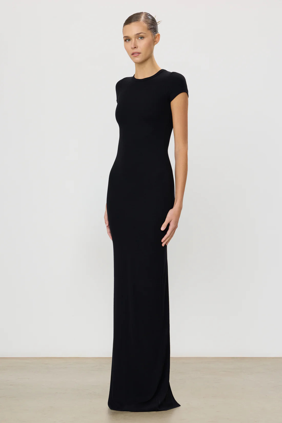 Cap Sleeve Maxi Dress in Black