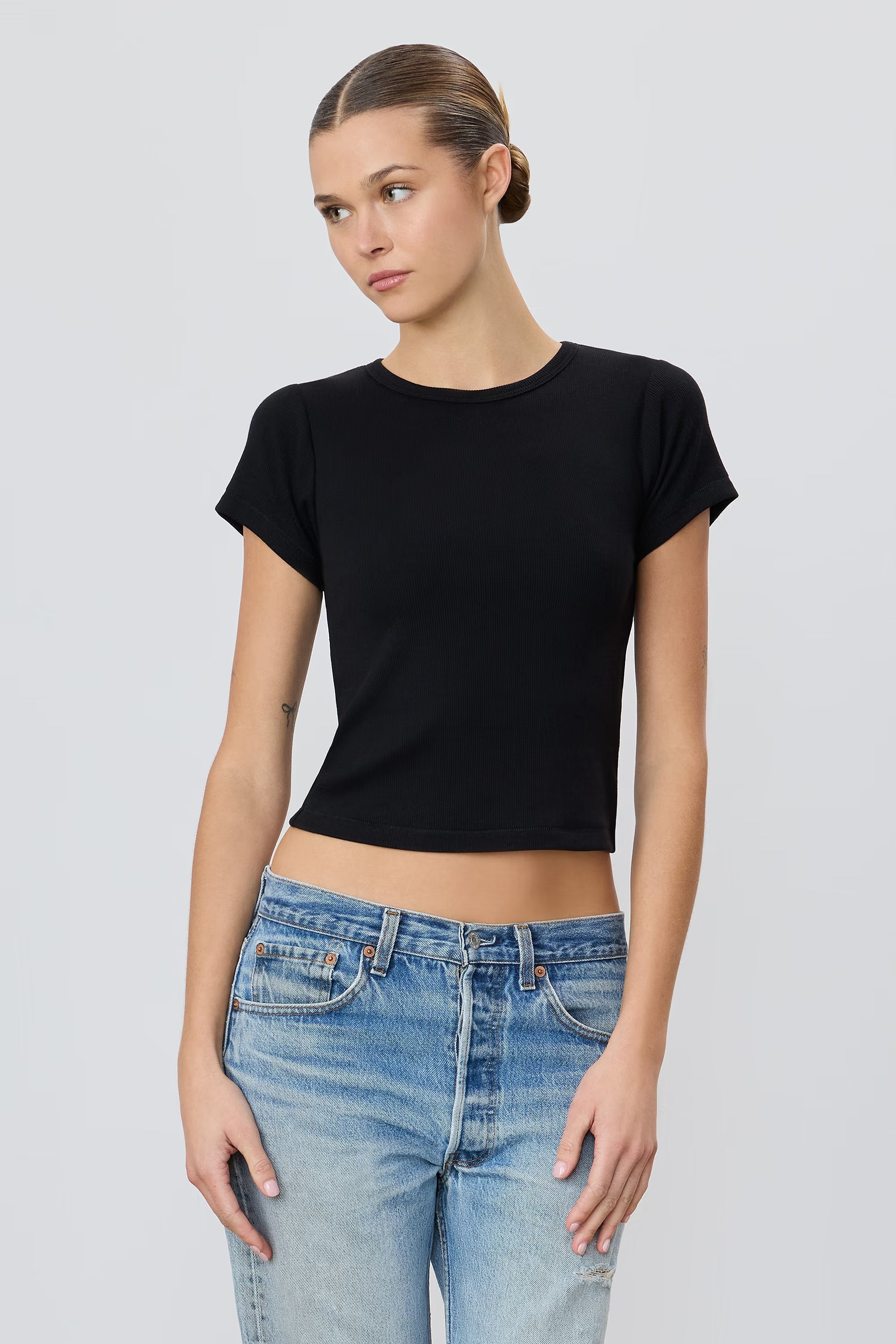 Short Sleeve Baby Tee in Black