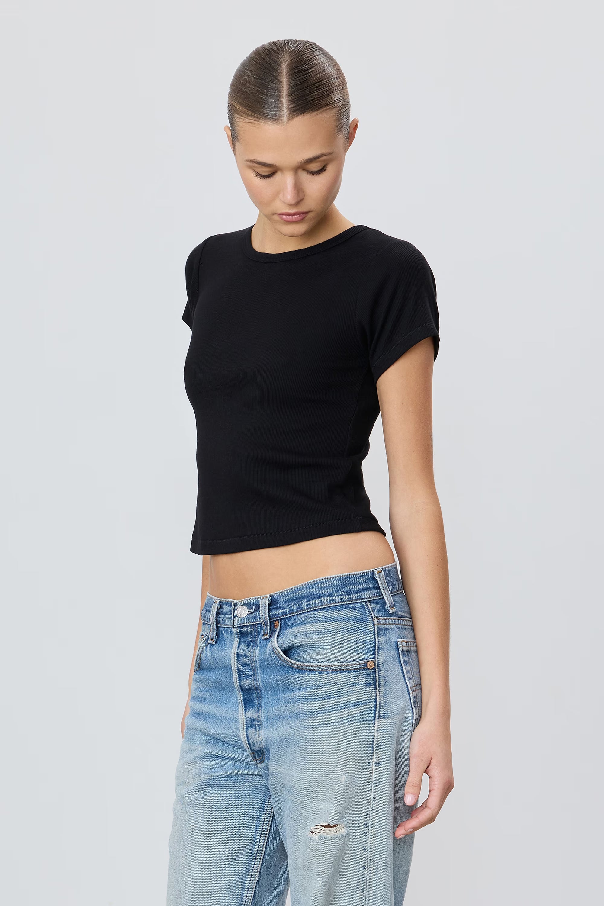 Short Sleeve Baby Tee in Black