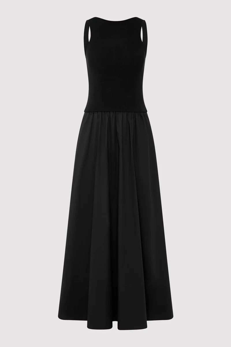 Bateau Cut Out Dress in Black