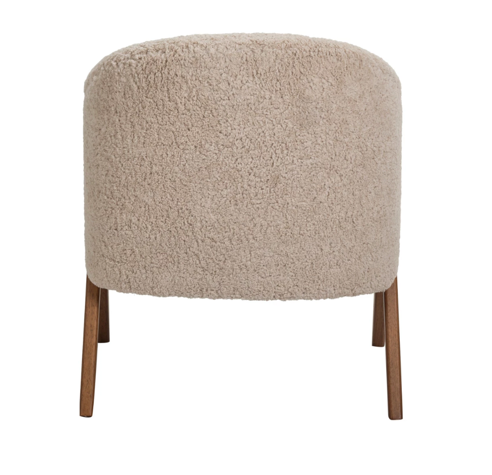 Bouclé Chair with Rubberwood Legs