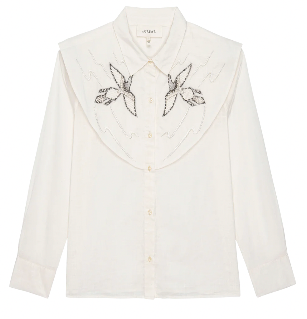 The Beaded Partridge Top in Cream
