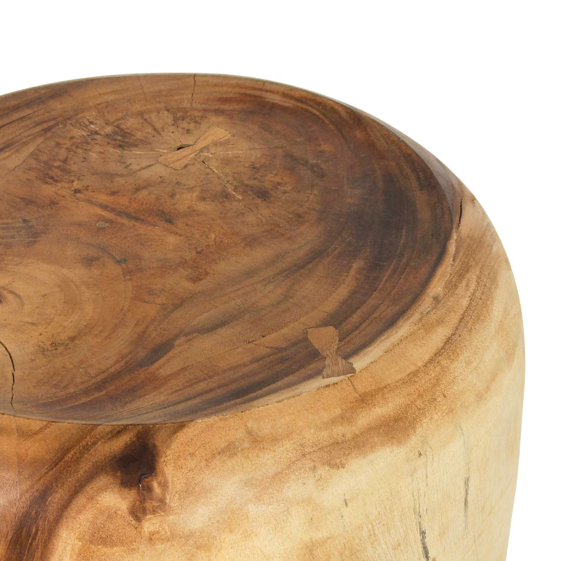 JE Wood Drum Ottoman