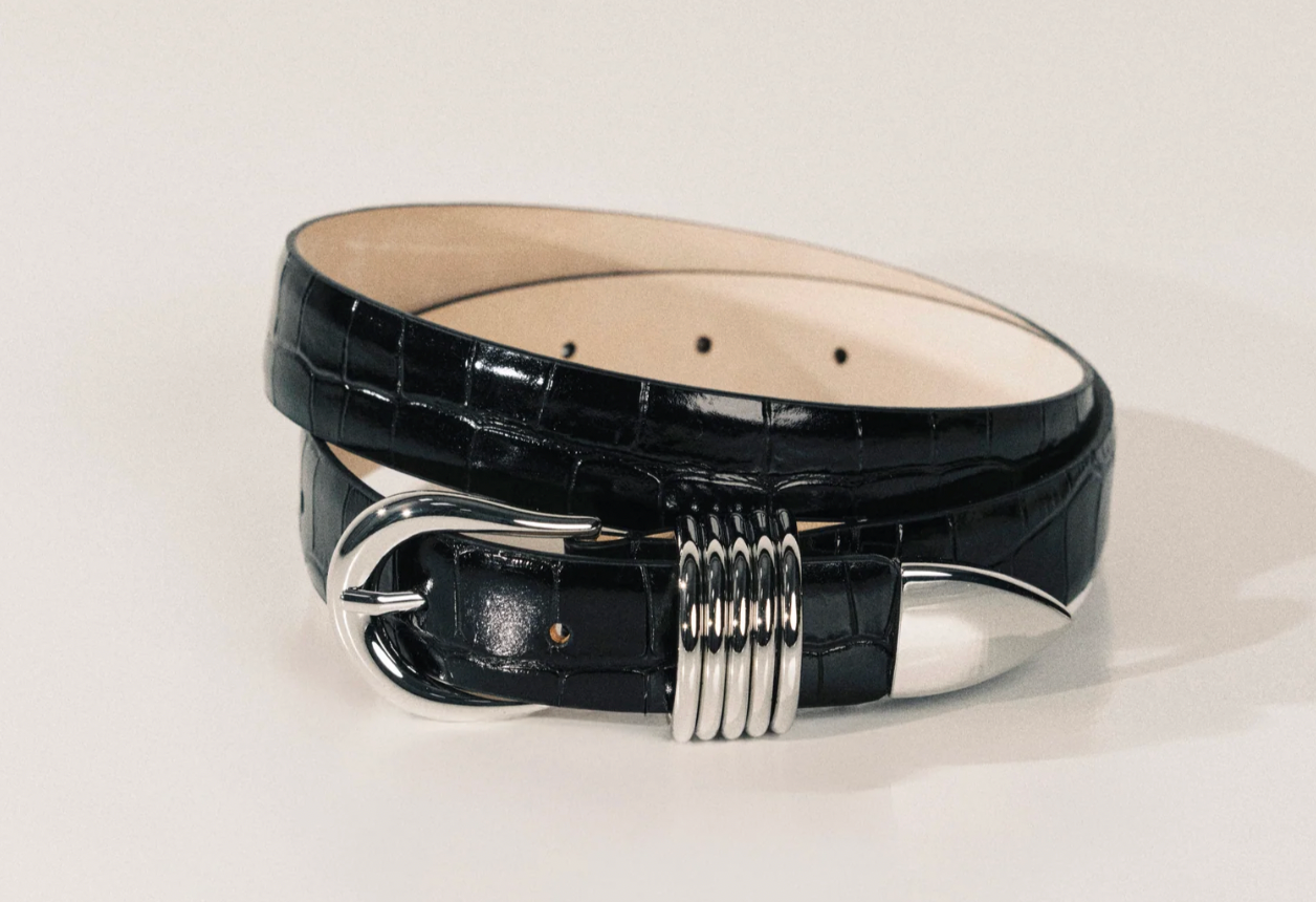 Hollyhock Croc Silver in Black
