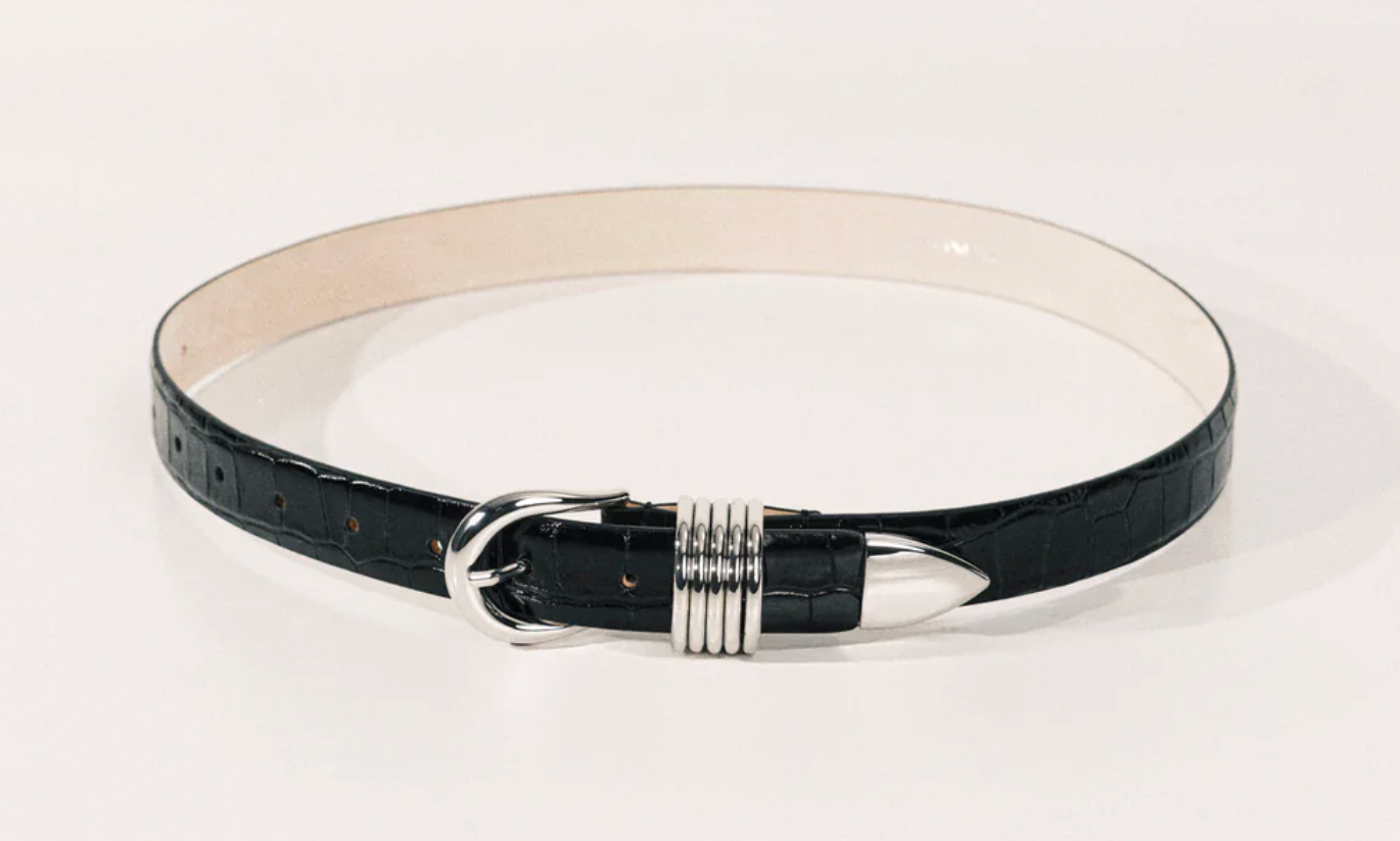 Hollyhock Croc Silver in Black