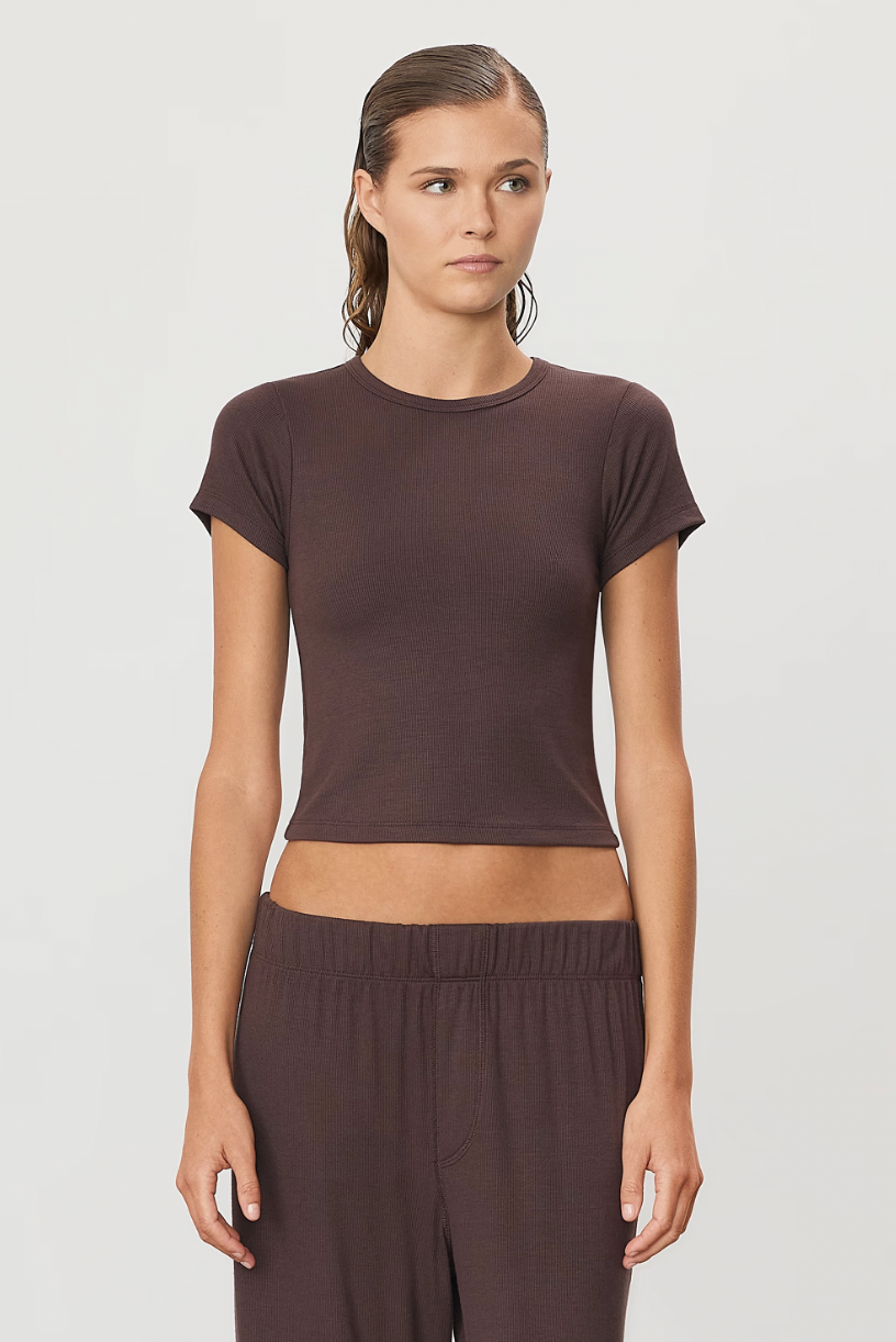 Short Sleeve Baby Tee in Espresso