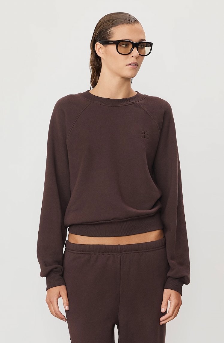 Shrunken Raglan Sweatshirt in Espresso
