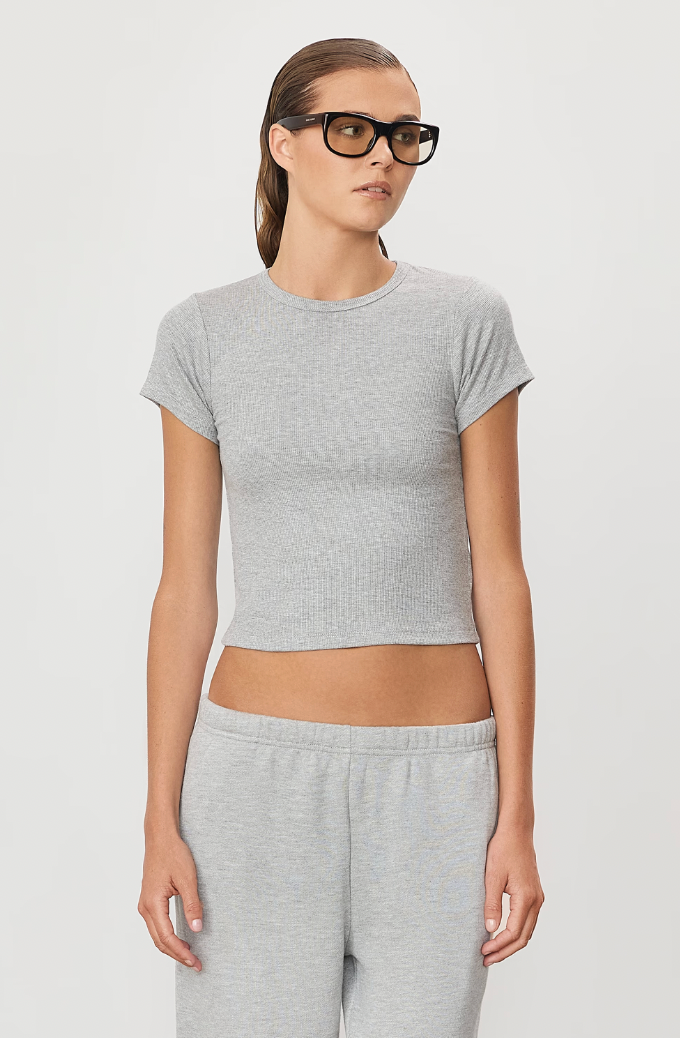 Short Sleeve Baby Tee in Heather Grey