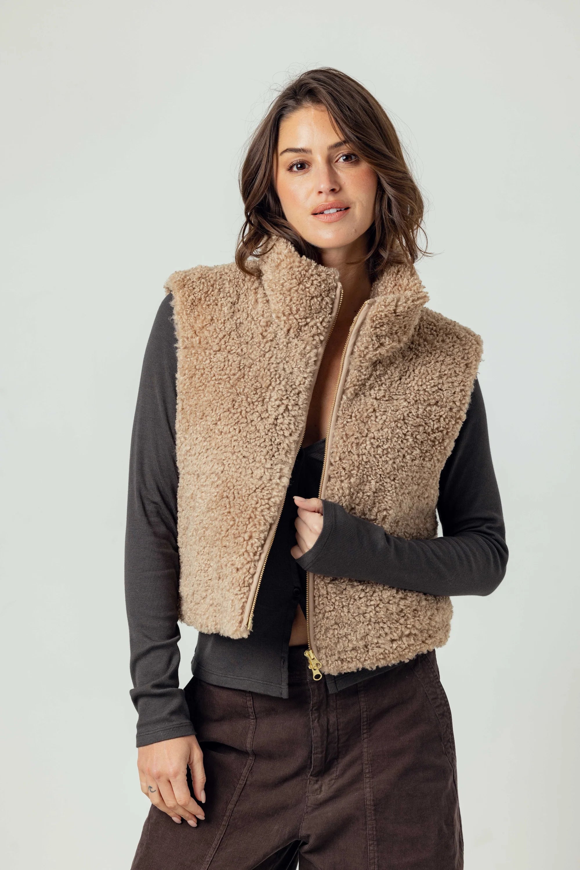 Cecily Vest in Latte