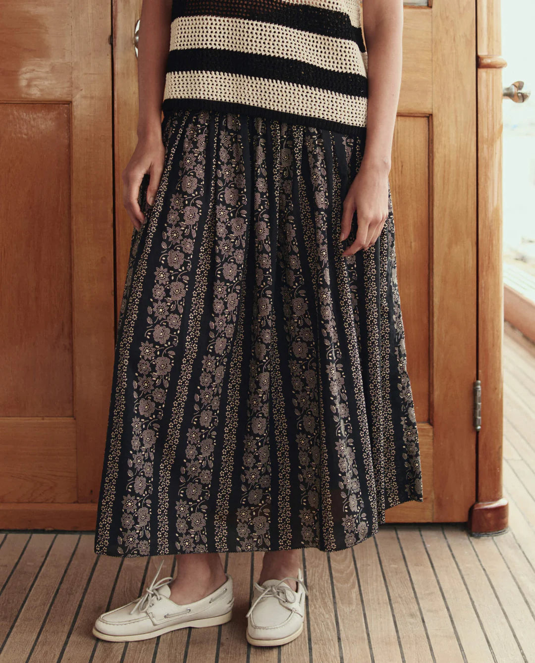 The Canary Skirt in Black & Cream Token Floral