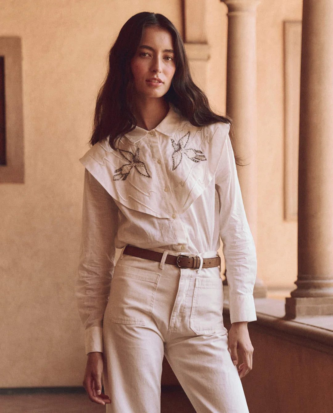 The Beaded Partridge Top in Cream