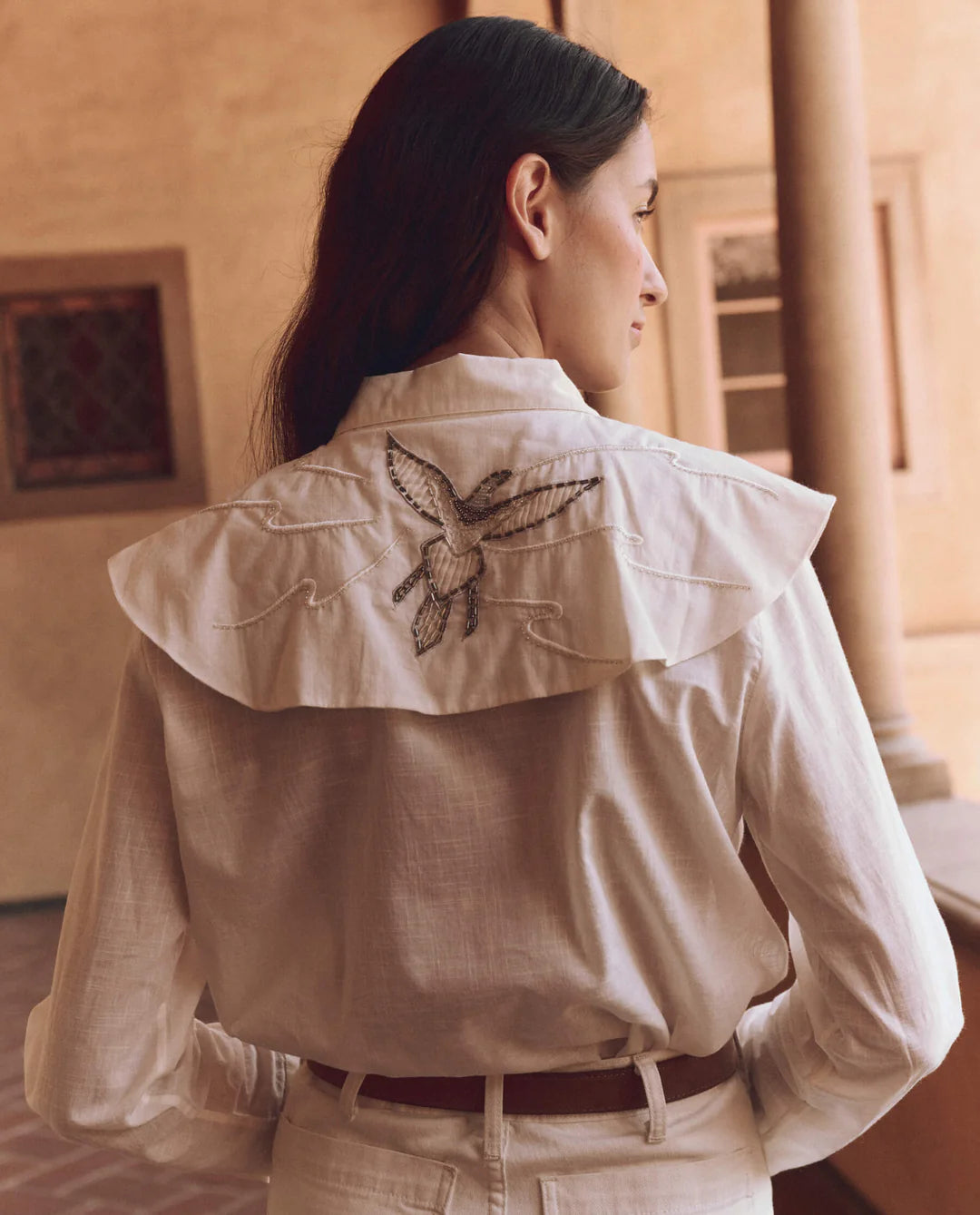 The Beaded Partridge Top in Cream
