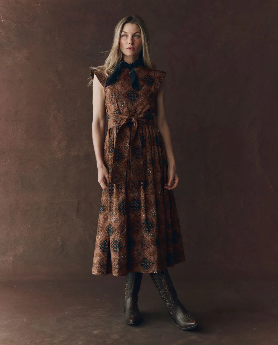 The Tulsa Dress in Geo Bandana Print