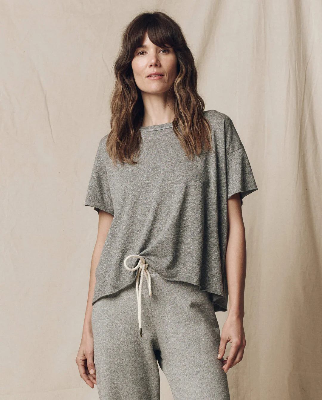 The Crop Tee in Heather Grey