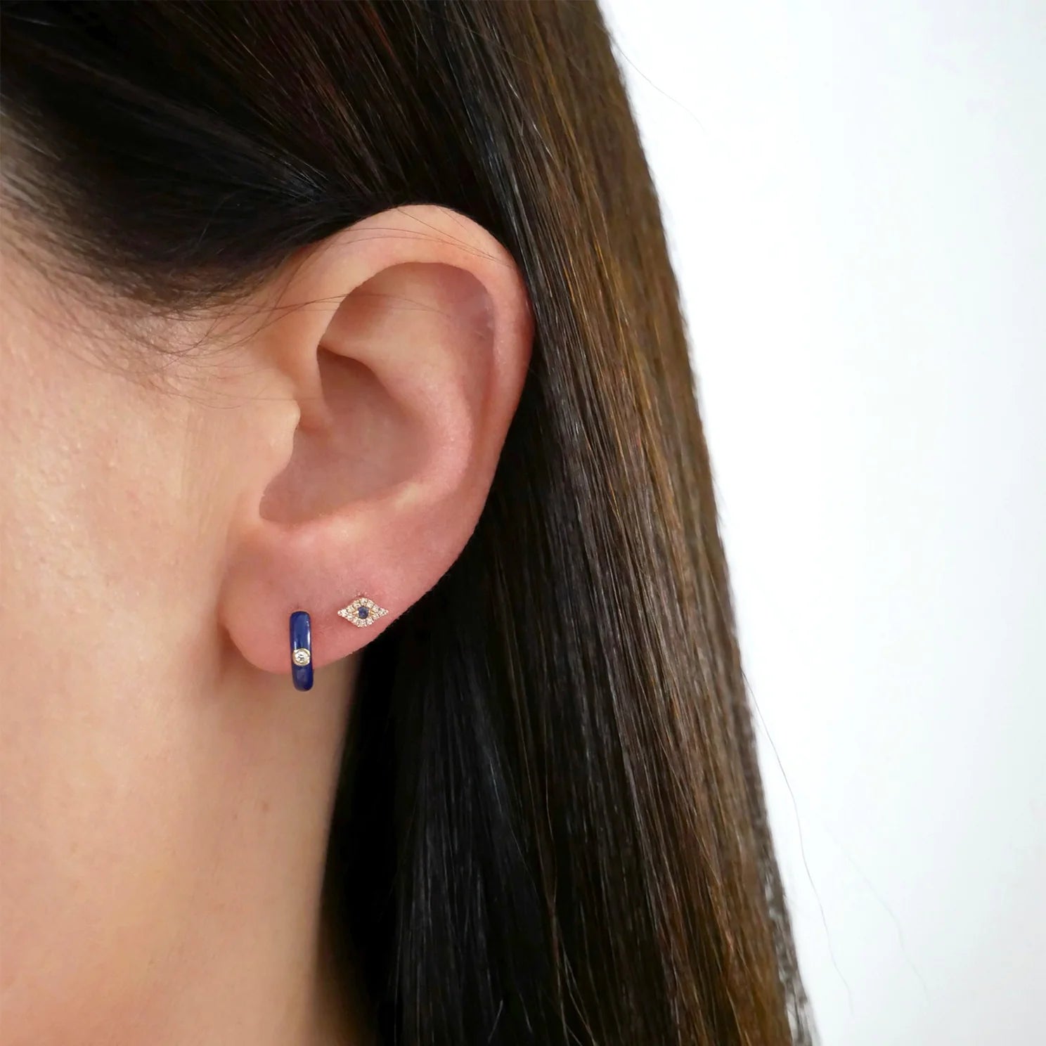 Mini Diamond Evil Eye Stud Earring