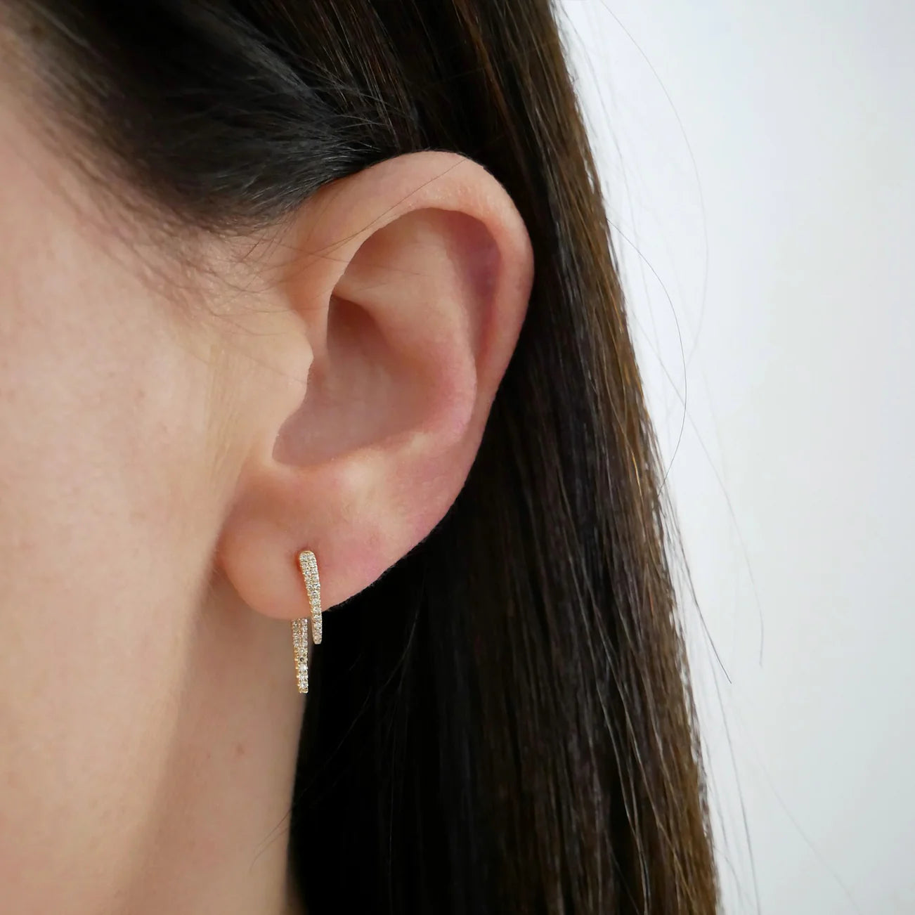 Diamond Hook Stud Earrings