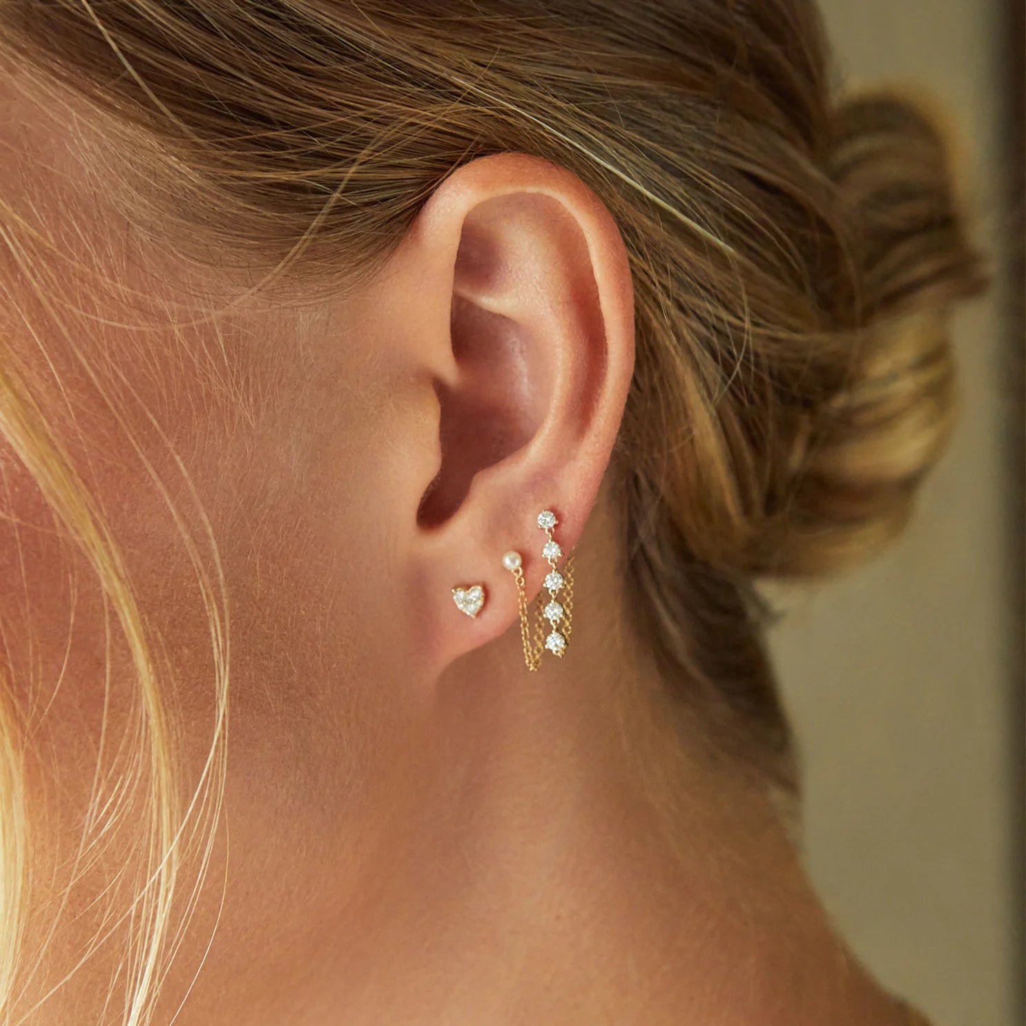 Full Cut Diamond Mini Heart Stud Earring