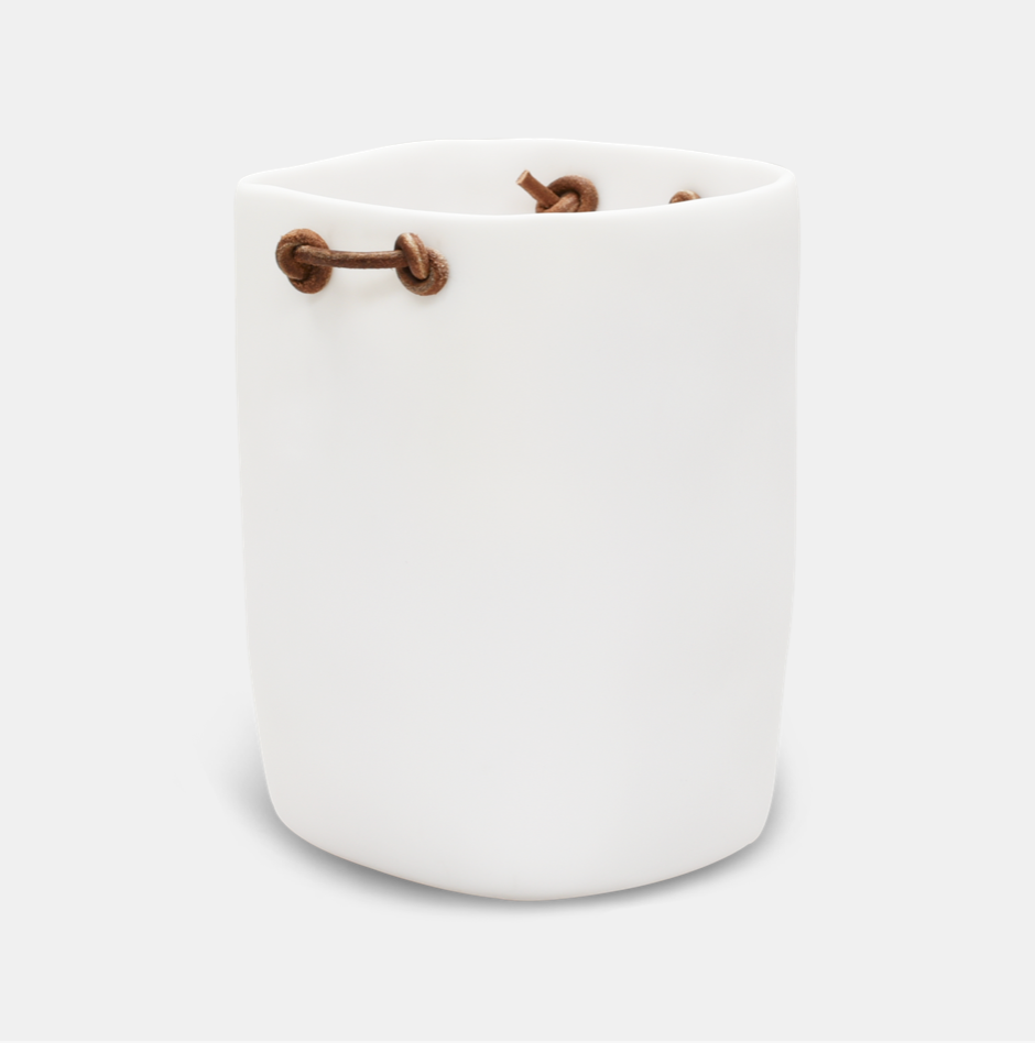 Water Bath Waste Basket With Leather Handles