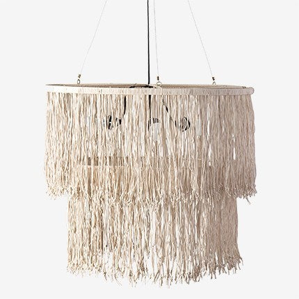 JE Fringe Drum Chandelier with Leather Tassles