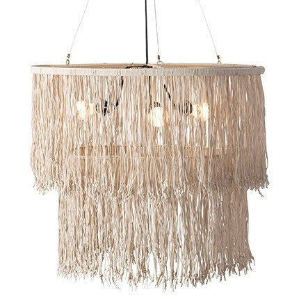 JE Fringe Drum Chandelier with Leather Tassles
