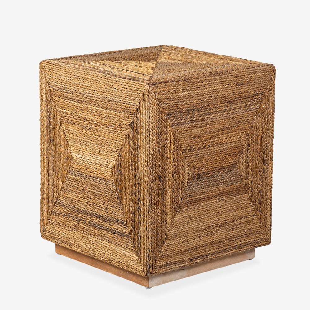 JE Braided Seagrass Cube Accent Table