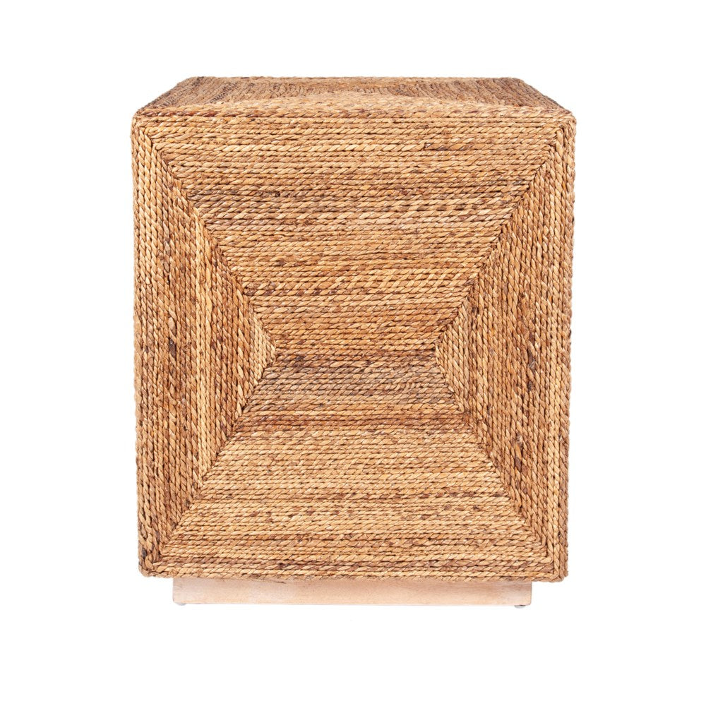 JE Braided Seagrass Cube Accent Table