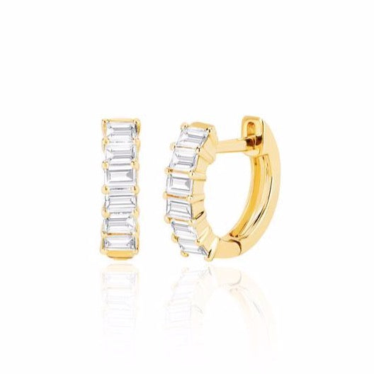 Diamond Baguette Huggie Earring