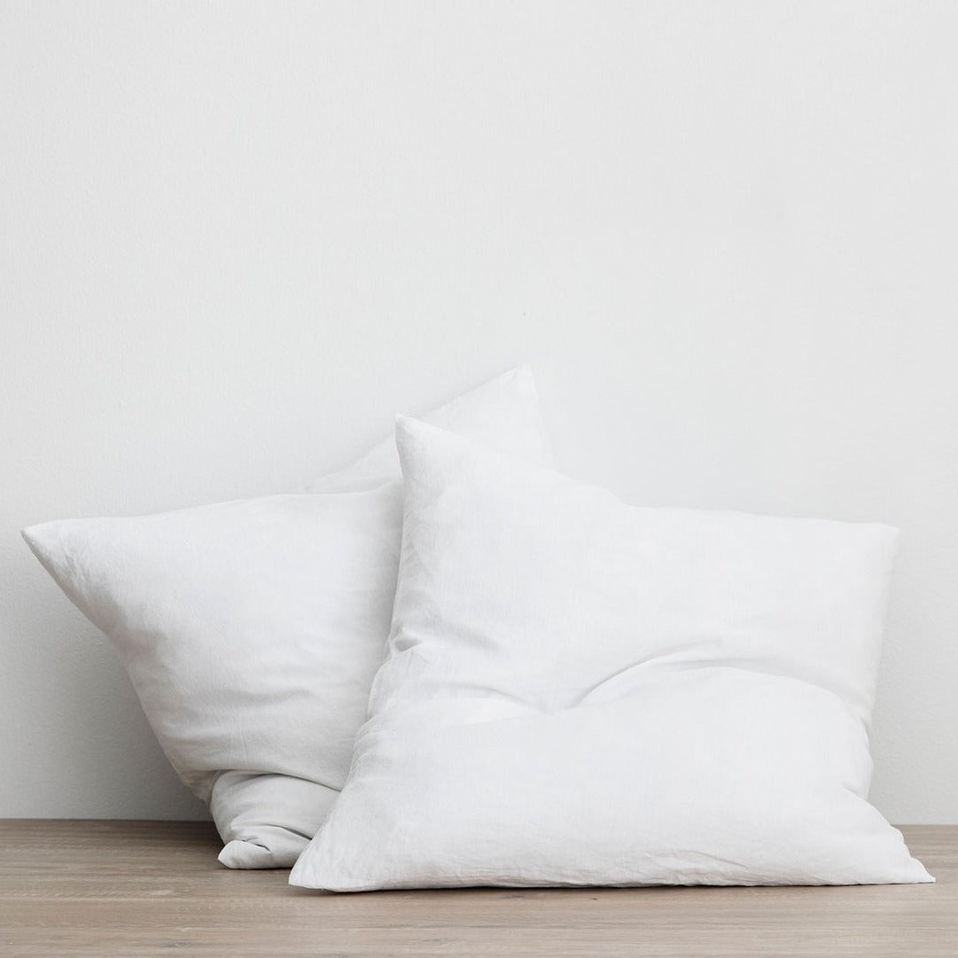 Set of 2 Linen Euro Pillowcases in White