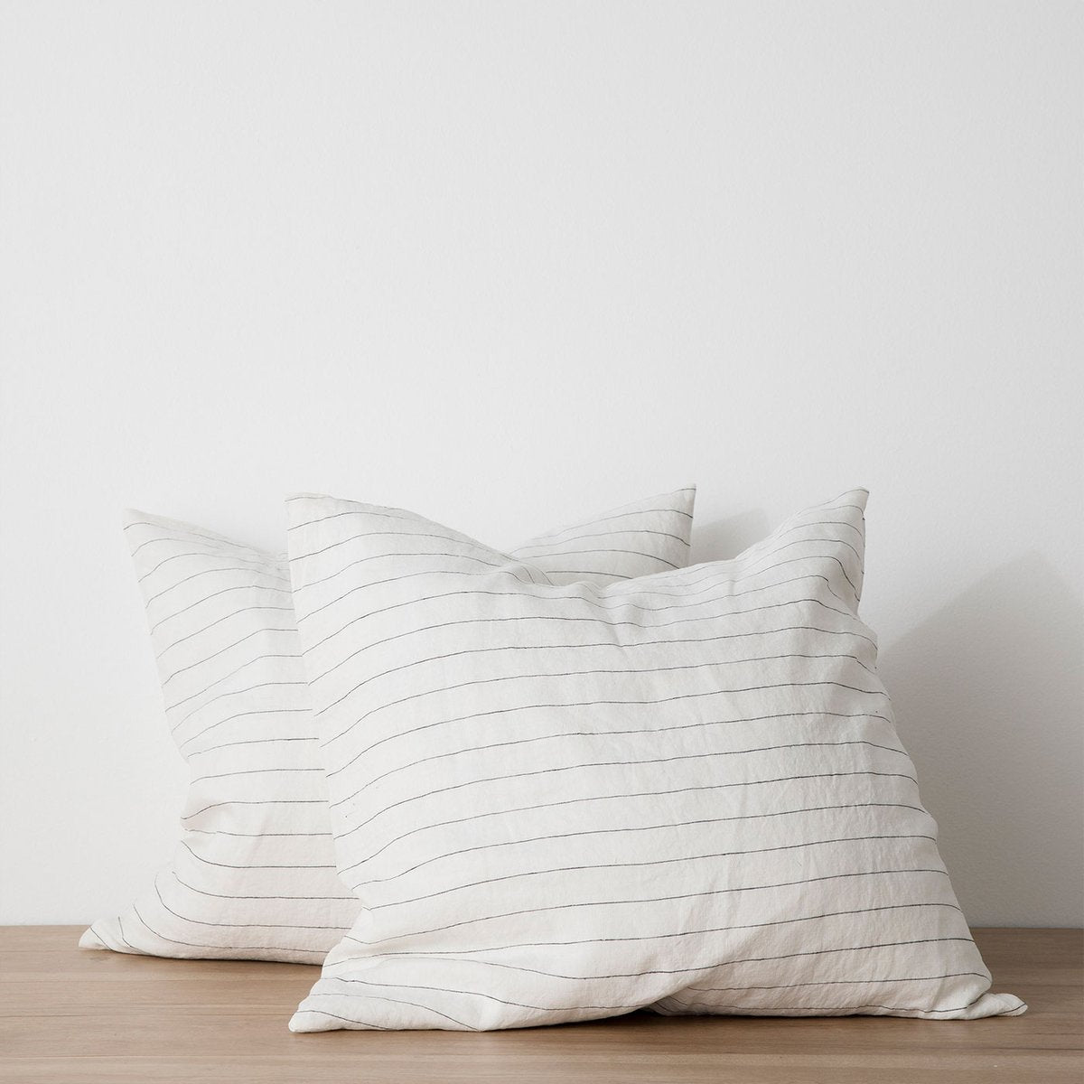 Set of 2 Linen Euro Pillowcases in Pencil Stripe