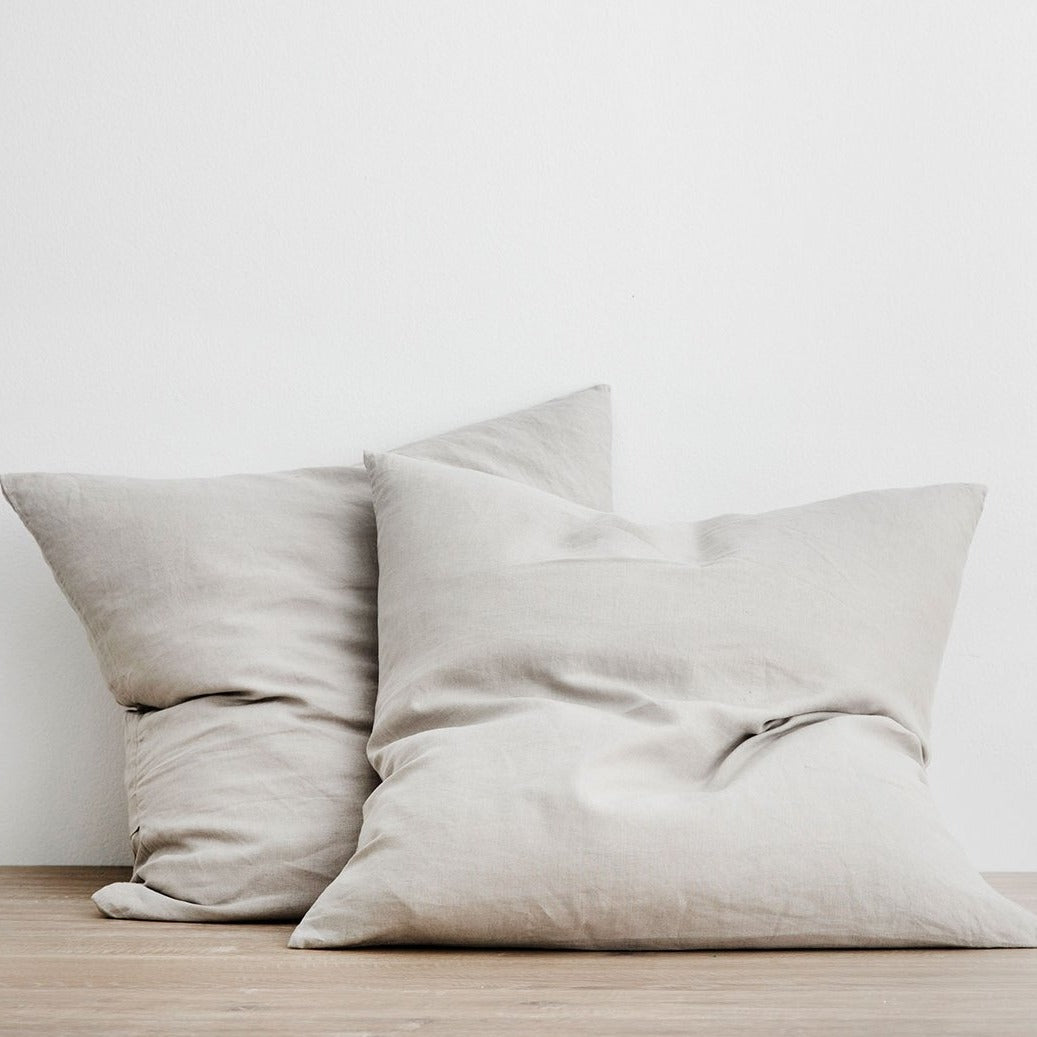 Set of 2 Linen Euro Pillowcases in Smoke Gray