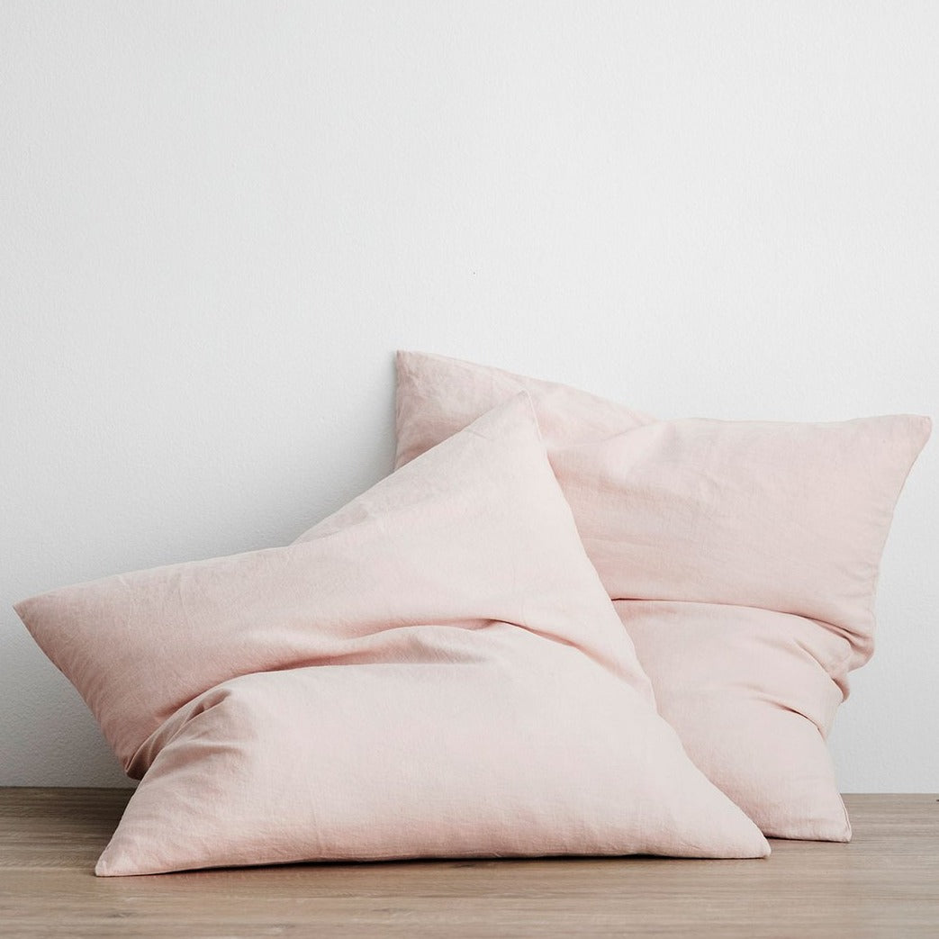 Set of 2 Linen Euro Pillowcases in Blush